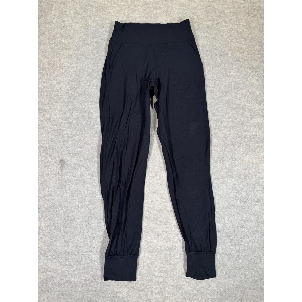 Lululemon Pants Womens 4 Black High Rise Jogger Pockets‎ Cuffed Ankle Yoga Gym